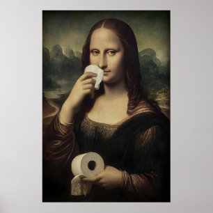 Antik Mona Lisa Toalettpapperstypografi, Badrum Poster