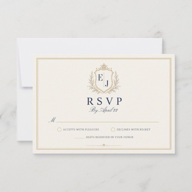 Antik Monogram Gammalt Pengar Bröllop RSVP-kort OSA Kort (Framsida)