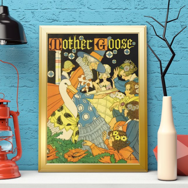Antik Mor Gåos som läser böcker för barn Poster (Skapare uppladdad)