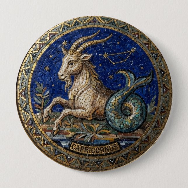 Antik mosaik Zodiac Stenbocken  Knapp (Framsida)