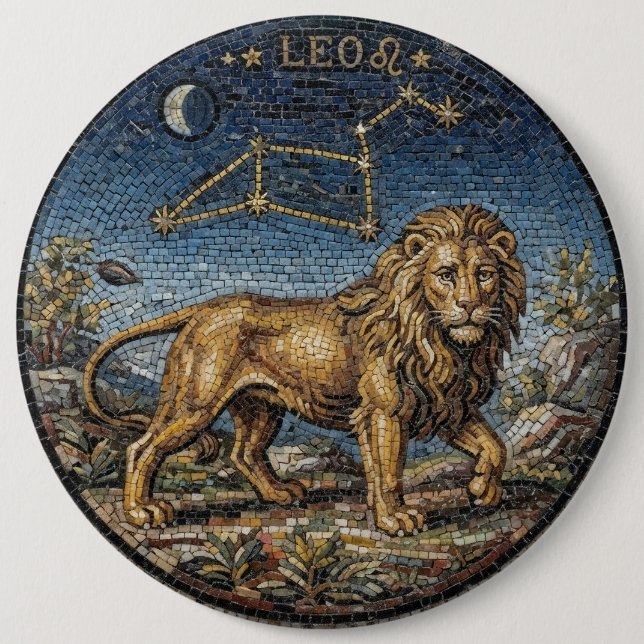 Antik mosaik Zodiak Lejonet Knapp (Framsida)