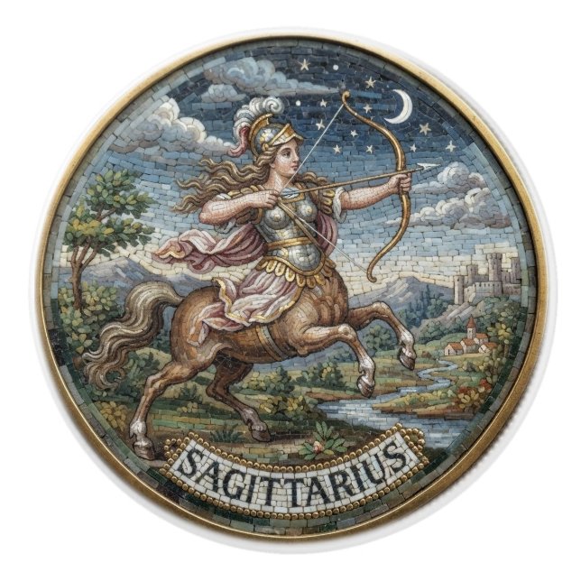 Antik mosaik Zodiak Skytten   Knopp (Framsidan)