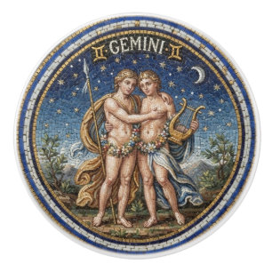 Antik mosaik Zodiak Tvillingarna stil  Knopp