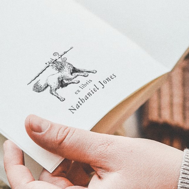 Antik mytisk bok ex libris namn bokplåt stämpel (Rubber Stamp Mock-up)