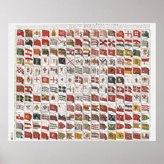 Antik nautisk flaggor från hela världen affisch (Framsidan)