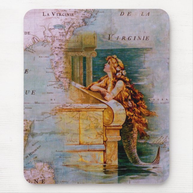 Antik nautisk karta & sjöjungfru musmatta (Framsidan)