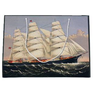 Antik nautisk segelfartyg Currier & Ives