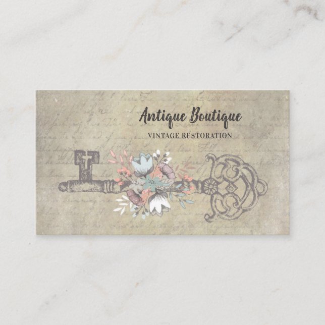 Antik Nyckel Vintage Butik Visitkort (Framsida)