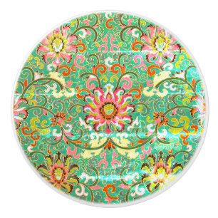 Antik orientalisk blom- keramisk knopp