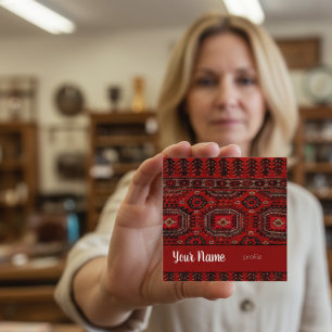 Antik orientalisk mattdesign fyrkantigt visitkort