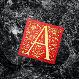 Antik ornamenterad monogram - versal A Fyrkantigt Visitkort