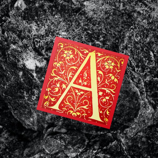 Antik ornamenterad monogram - versal A Fyrkantigt Visitkort (Skapare uppladdad)
