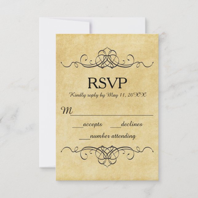Antik papper - RSVP mottagning kort (Framsida)