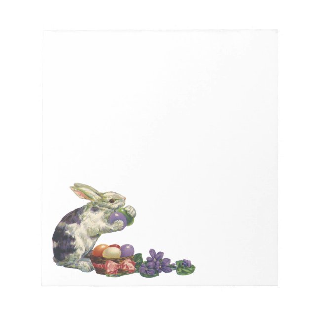 Antik påskharen i victoriansk stil, blommor och äg anteckningsblock (Framsida)