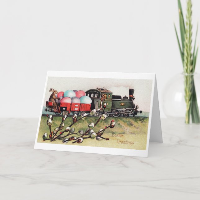 Antik Påskharen Tåg Kort (Framsida)
