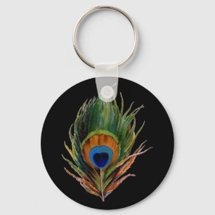 Antik Peacock Feader Nyckelring