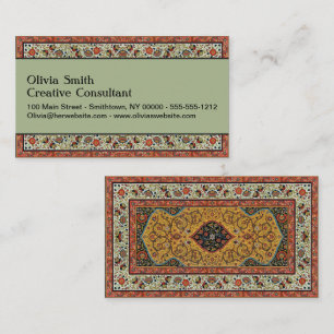 Antik persisk rik matta elegant mattan carpet visitkort