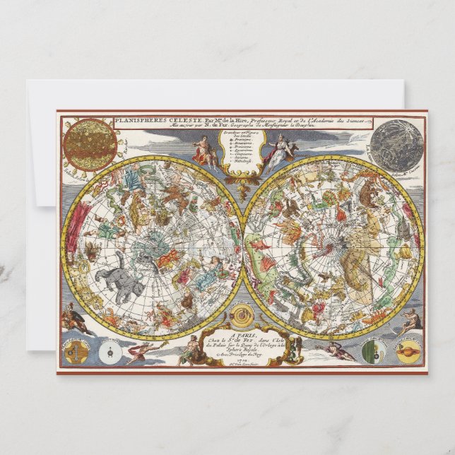 Antik Planisfär Stjärnkarta av Nicholas de Fer (Framsida)