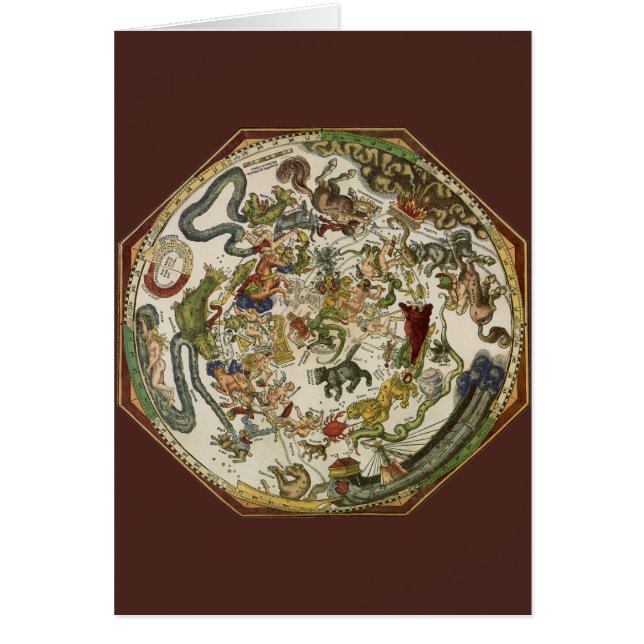 Antik Planisfär Stjärnkarta av Peter Apian Hälsningskort (Framsidan)