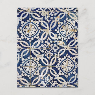 Antik portugisisk Azulejo Vykort