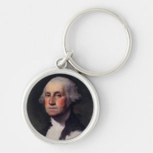 Antik presidentporträtt av George Washington Rund Silverfärgad Nyckelring