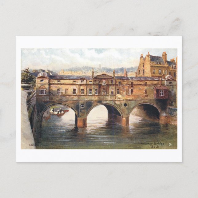 Antik Pulteney Bridge, Bath, England Vykort (Framsida)