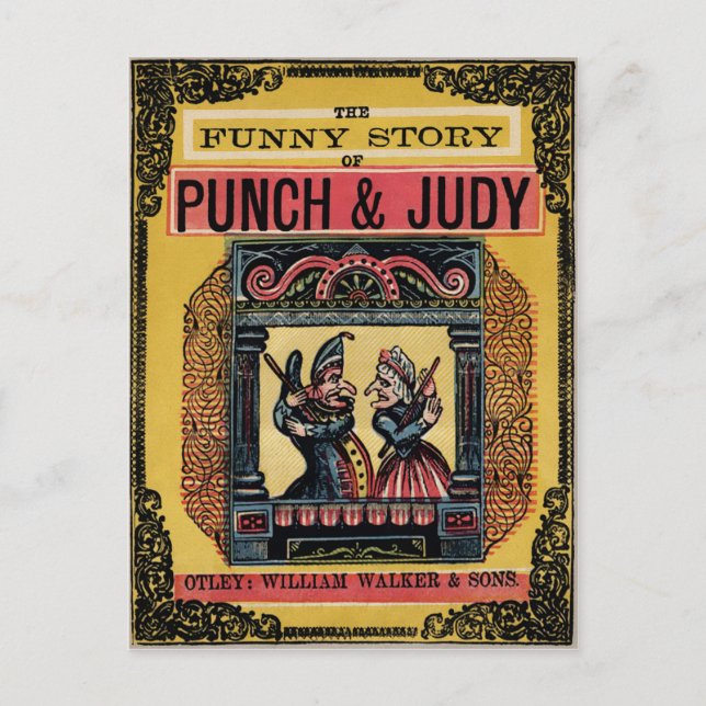 Antik Punch och Judy-bok Vykort (Framsida)