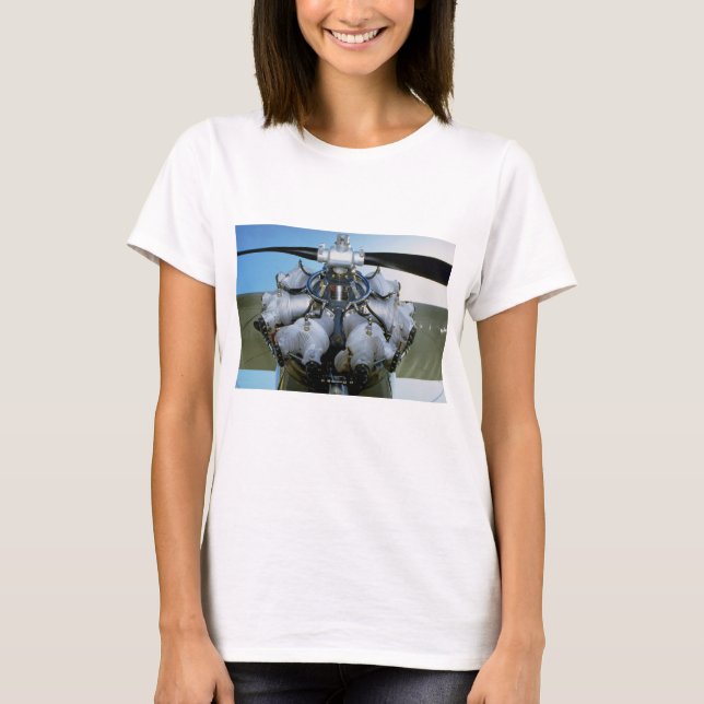 Antik radiell motor med stöttan tee shirt (Framsida)