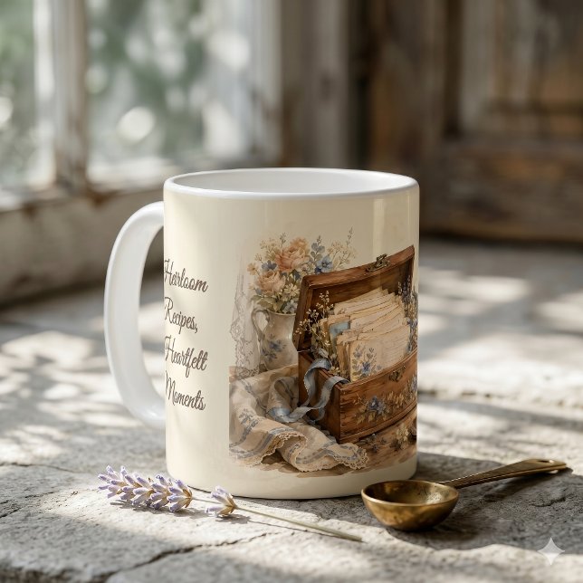 Antik Receptlåda Stugköket Kaffemugg (Vintage Recipe Box Cottage Kitchen Coffee Mug)