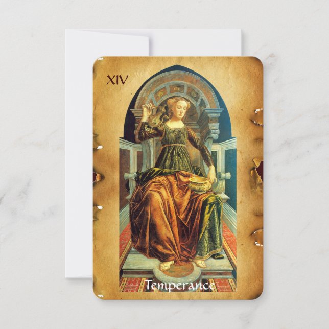 ANTIK RENAISSANCE TAROTKORT 14  / TEMPERANS MEDDELANDE (Framsida)