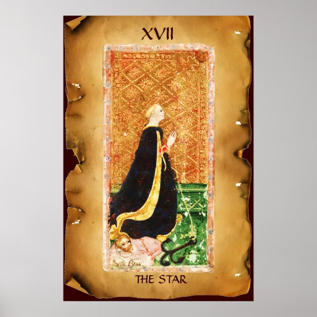 ANTIK RENAISSANCE TAROTKORT 17 / STJÄRNAN (HOPP) POSTER (Framsidan)