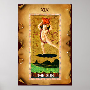 ANTIK RENAISSANCE TAROTKORT 19 / SOLEN POSTER