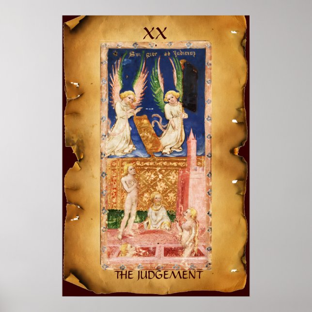 ANTIK RENAISSANCE TAROTKORT 20 / DOMEDAGEN POSTER (Framsidan)
