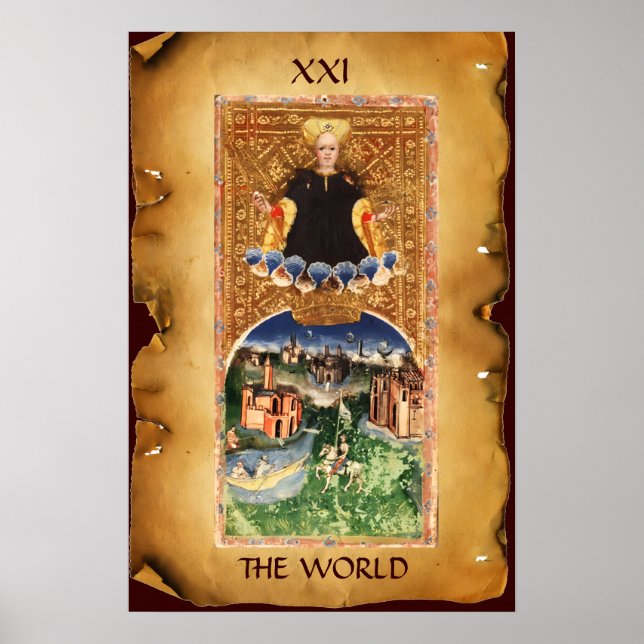 ANTIK RENAISSANCE TAROTKORT 21 / VÄRLDEN POSTER (Framsidan)