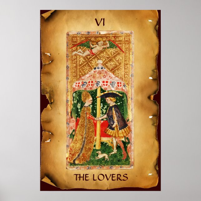 ANTIK RENAISSANCE TAROTKORT 6 / ÄLSKAREN POSTER (Framsidan)
