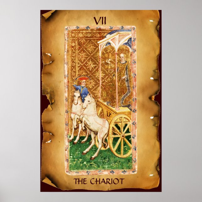 ANTIK RENAISSANCE TAROTKORT  7 / KRIGSVAGN POSTER (Framsidan)