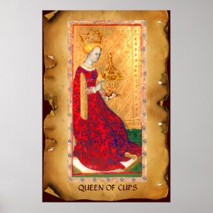ANTIK RENÄSSANS TAROTKORT  / KOPPARNAS Drottning Poster