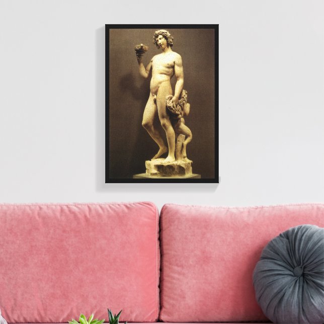Antik Renässansstaty Bacchus av Michelangelo Canvastryck (Insitu (Vardagsrum))
