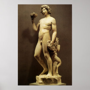 Antik Renässansstaty Bacchus av Michelangelo Poster