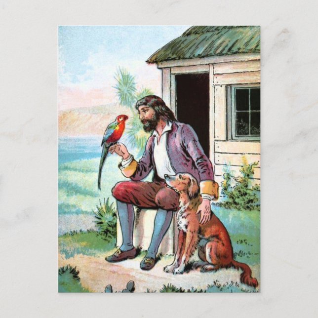 Antik ritning: Sällskap under ensamma timmar Vykort (Framsida)