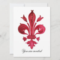 ANTIK RÖD FLEUR DE LIS Damask Ädelstensmonogram