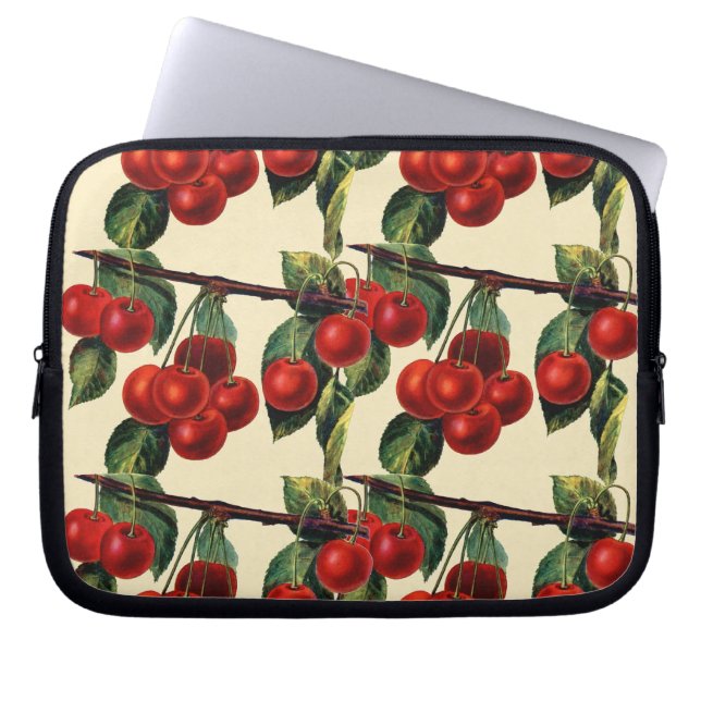Antik röd körsbärsröd frukttapetdesign laptop fodral (Framsidan)