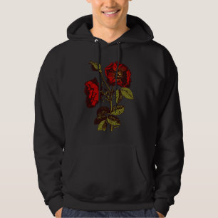 Antik röd ros hoodie