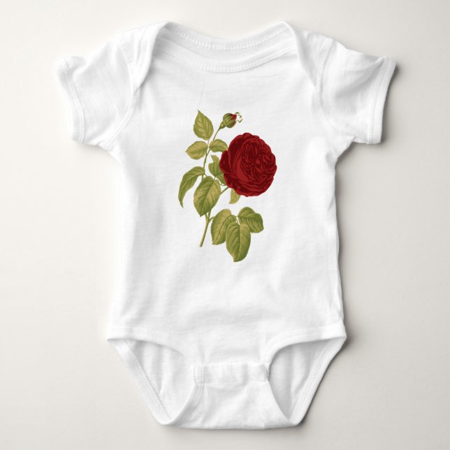 Antik röd ros t-shirt (Framsida)