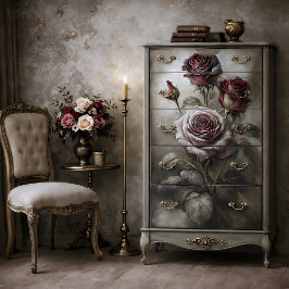 Antik röd rosblomsterdecoupage