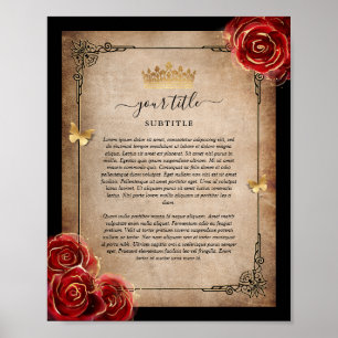 Antik röd roséguld svart kunglig pergamentpapper poster