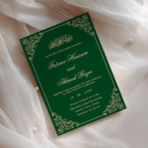 Antik rokokoram emeraldgrön muslimsk bröllopsinbju