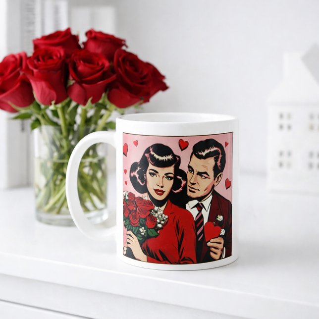 Antik Romantik Serietidning Alla Hjärtans Dag Pres Kaffemugg (Skapare uppladdad)