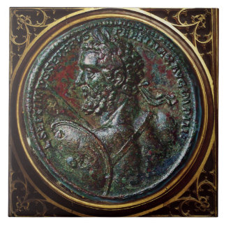 ANTIK ROMERSK BRONS MEDAILJ SEPTIMUS SEVERUS KAKELPLATTA