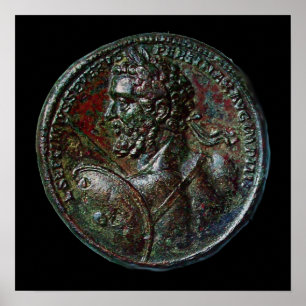 ANTIK ROMERSK BRONS MEDALJONG SEPTIMUS SEVERUS POSTER
